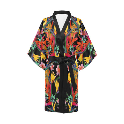 Tropical Flower Pattern Print Design TF015 Women's Short Kimono