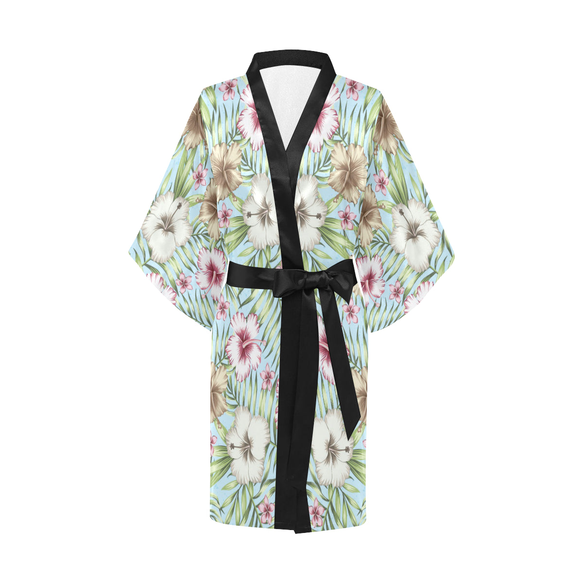 Tropical Flower Pattern Print Design TF05 Women's Short Kimono