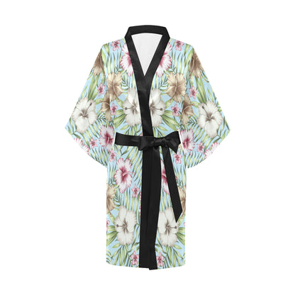 Tropical Flower Pattern Print Design TF05 Women's Short Kimono