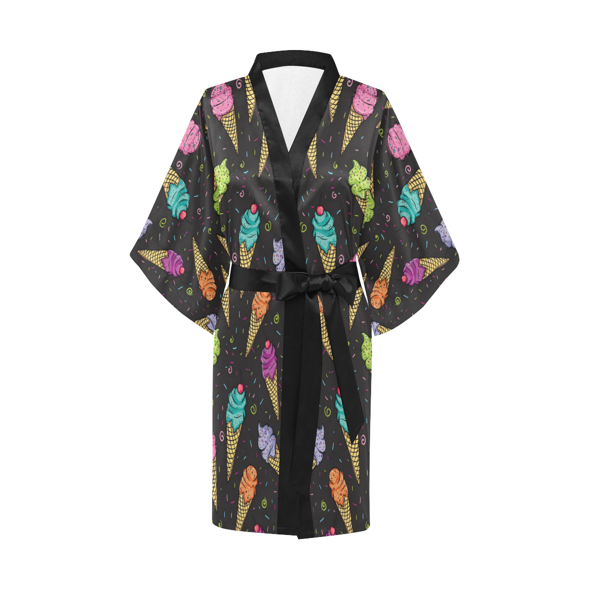 Ice Cream Pattern Print Design IC06 Women's Short Kimono