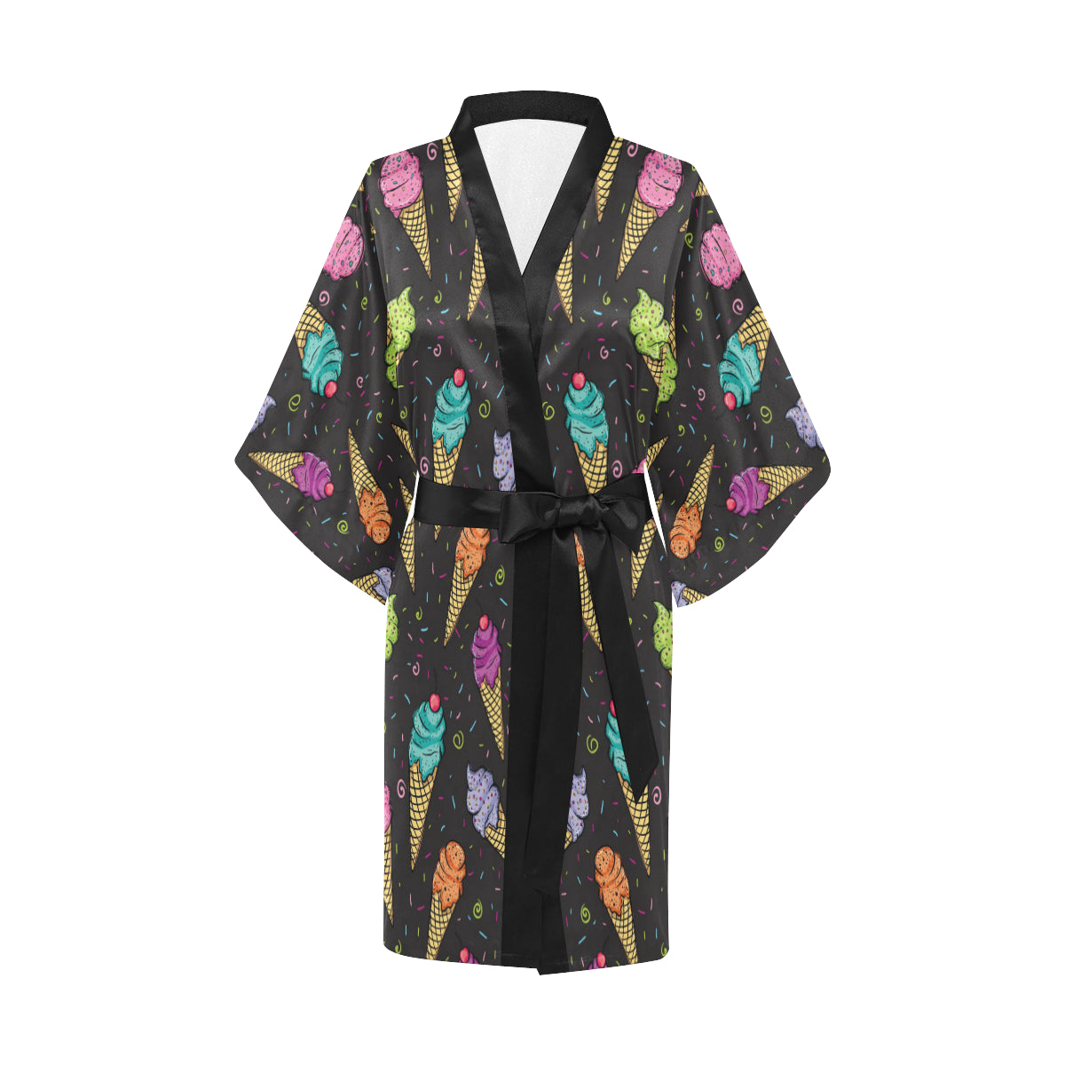 Ice Cream Pattern Print Design IC06 Women's Short Kimono