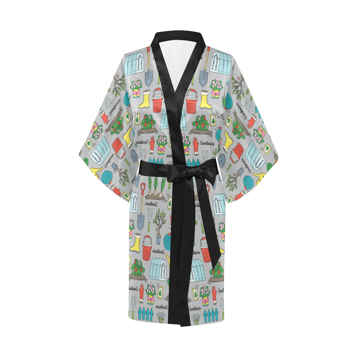 Gardening Pattern Print Design G07 Women's Short Kimono