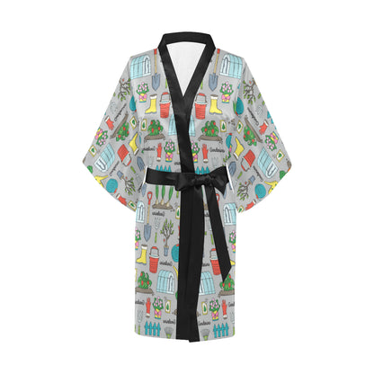 Gardening Pattern Print Design G07 Women's Short Kimono