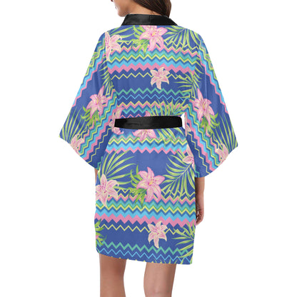 Lily Pattern Print Design LY015 Women's Short Kimono