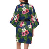 Hibiscus Pattern Print Design HB028 Women's Short Kimono