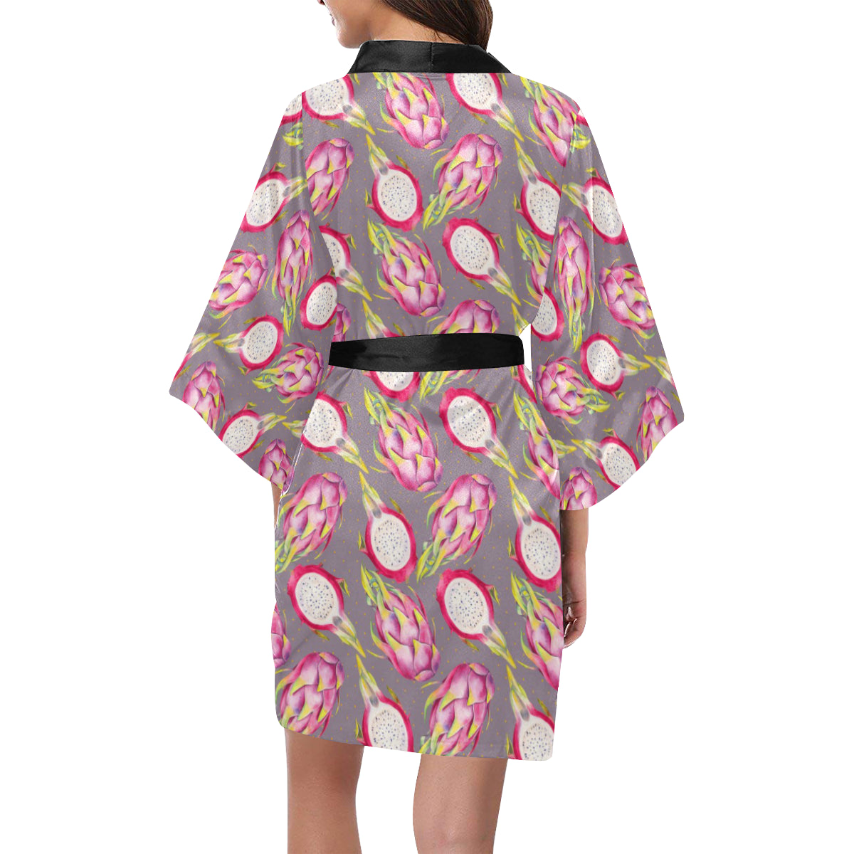 Dragonfruit Pattern Print Design DF03 Women's Short Kimono