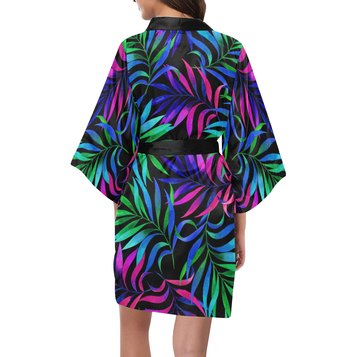 Tropical Flower Pattern Print Design TF010 Women's Short Kimono