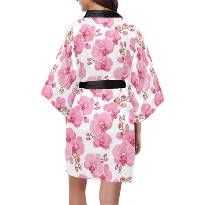 Orchid Pink Pattern Print Design OR07 Women's Short Kimono