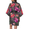 Hibiscus Pattern Print Design HB014 Women's Short Kimono