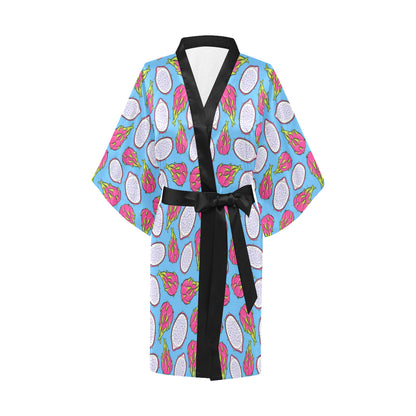 Dragonfruit Pattern Print Design DF04 Women's Short Kimono