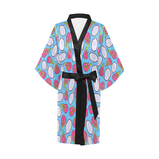 Dragonfruit Pattern Print Design DF04 Women's Short Kimono