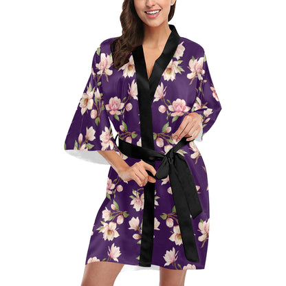 Magnolia Pattern Print Design MAG02 Women's Short Kimono