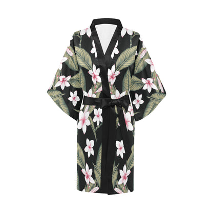 Plumeria Pattern Print Design PM021 Women's Short Kimono