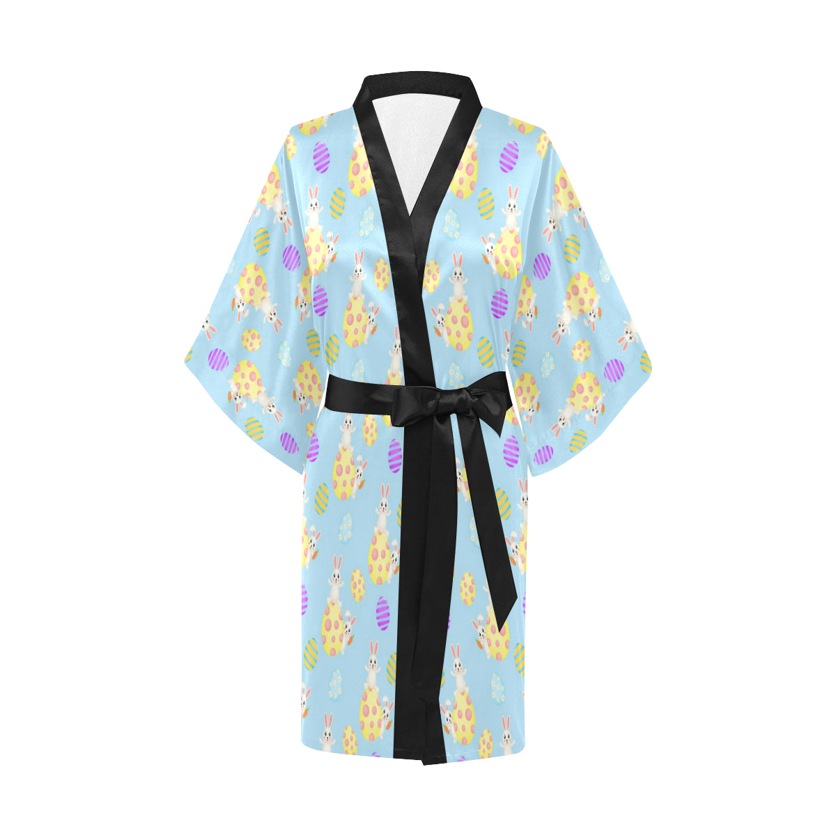 Easter Eggs Pattern Print Design RB015 Women's Short Kimono