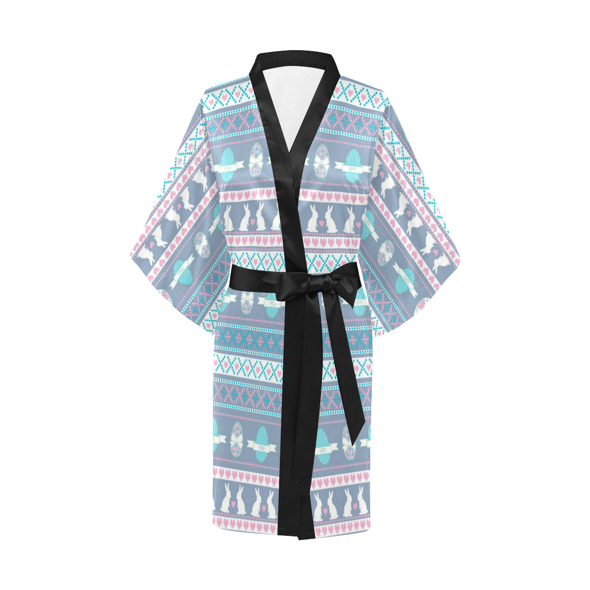 Easter Eggs Pattern Print Design RB013 Women's Short Kimono