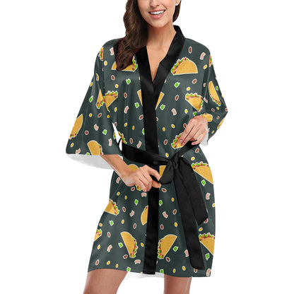 Taco Pattern Print Design TC02 Women's Short Kimono