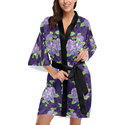 Morning Glory Pattern Print Design MG03 Women's Short Kimono