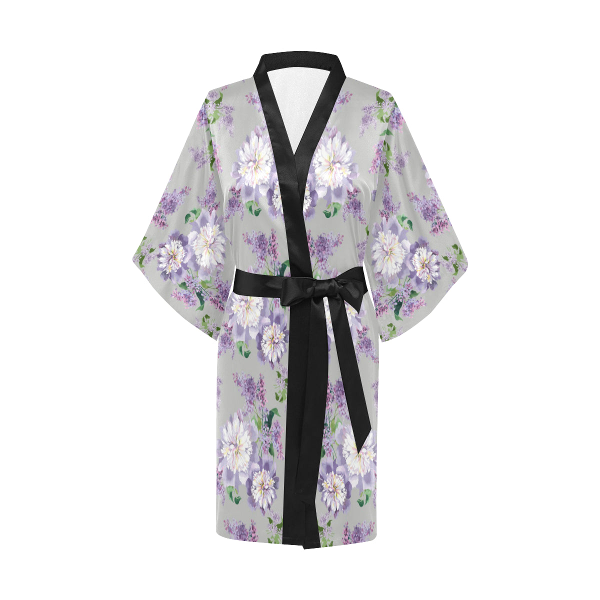 Lilac Pattern Print Design LI07 Women's Short Kimono