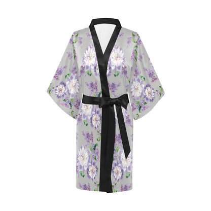 Lilac Pattern Print Design LI07 Women's Short Kimono