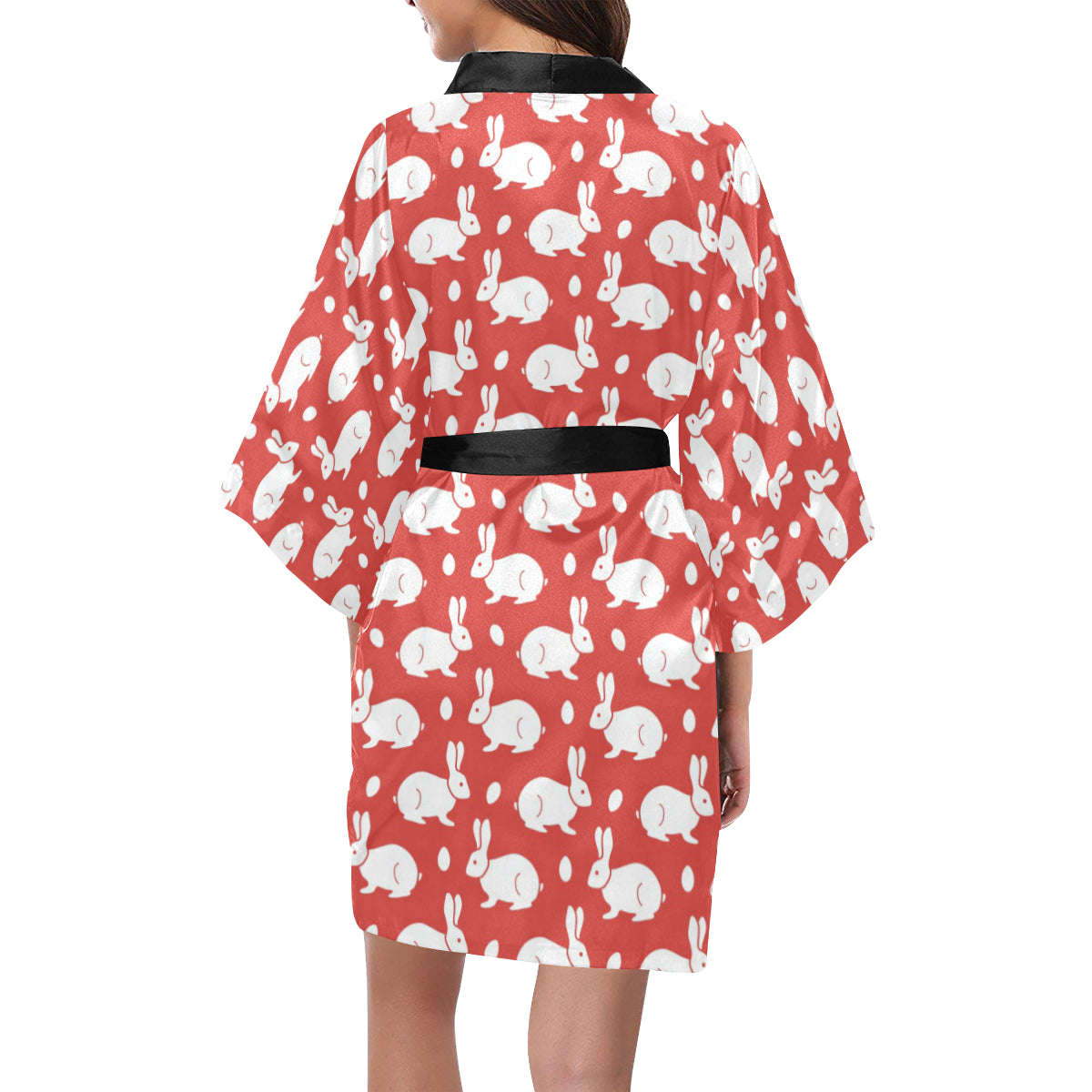 Rabbit Pattern Print Design RB017 Women's Short Kimono