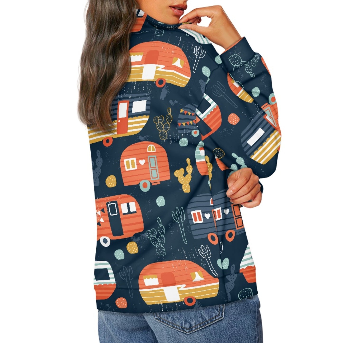 Camper Camping Women's Long Sleeve Zipper Sweatshirt