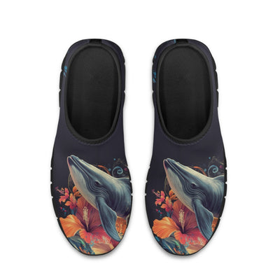 Humpback Whale Leaping Through Tropical Flowers Women's Mesh Casual Shoes