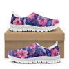 Tropical Whale Seamless Pattern with Pink Hibiscus Flowers Women's Mesh Casual Shoes