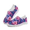 Tropical Whale Seamless Pattern with Pink Hibiscus Flowers Women's Mesh Casual Shoes