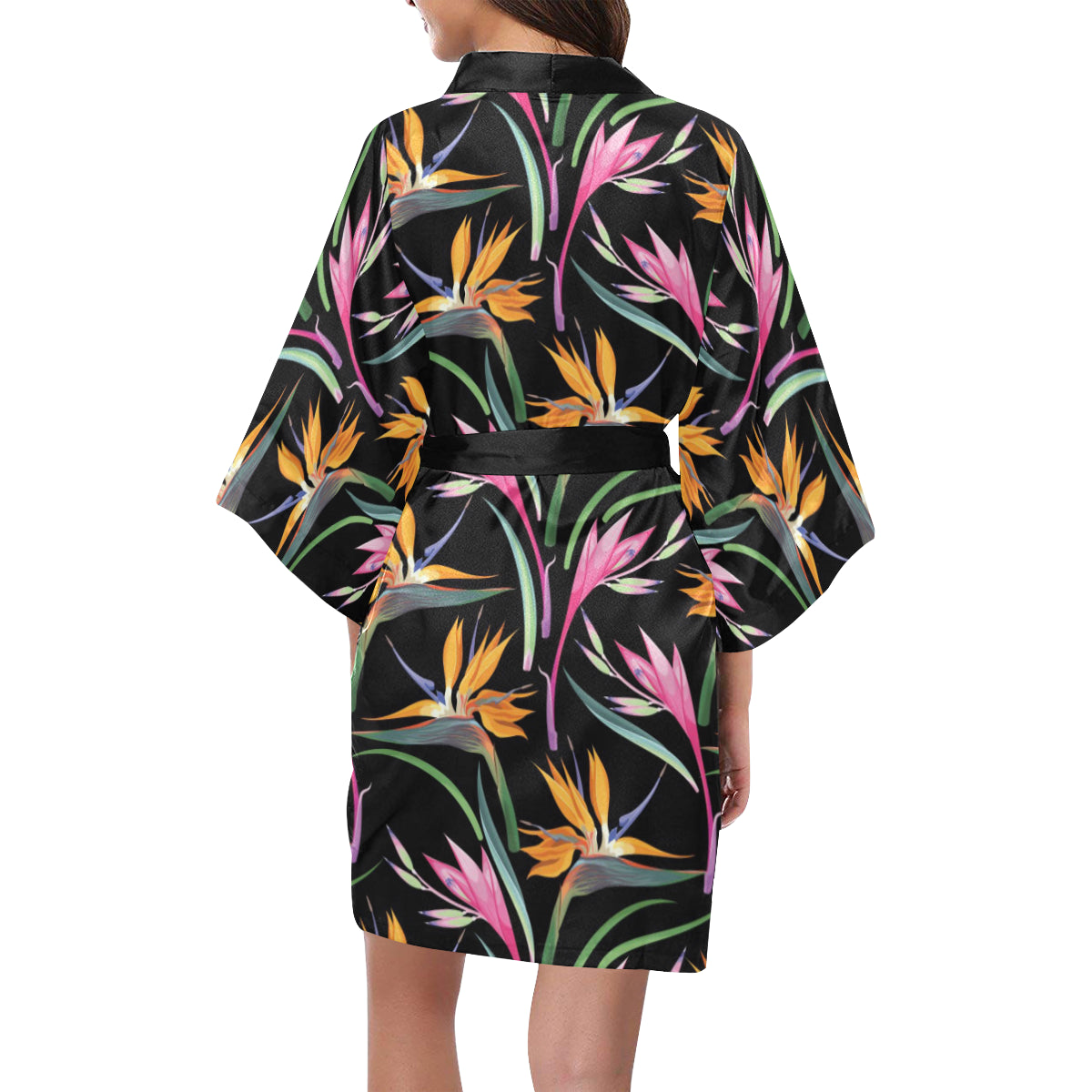 Tropical Flower Pattern Print Design TF017 Women's Short Kimono