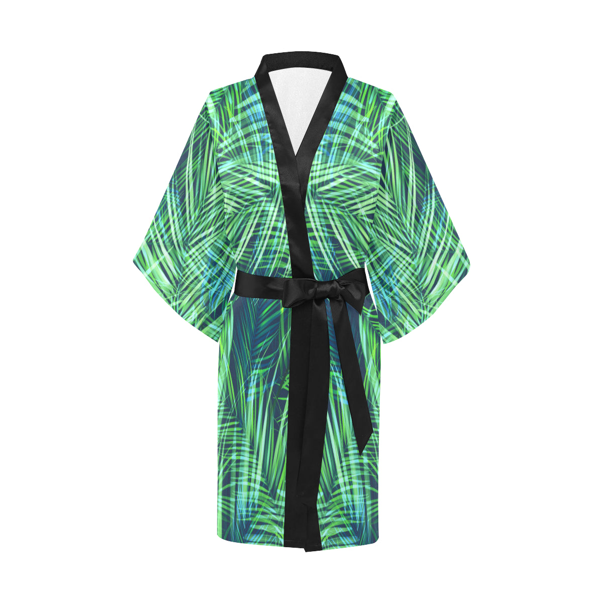 Palm Leaves Pattern Print Design PL02 Women's Short Kimono