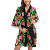 Pink Red Hibiscus Pattern Print Design HB023 Women's Short Kimono