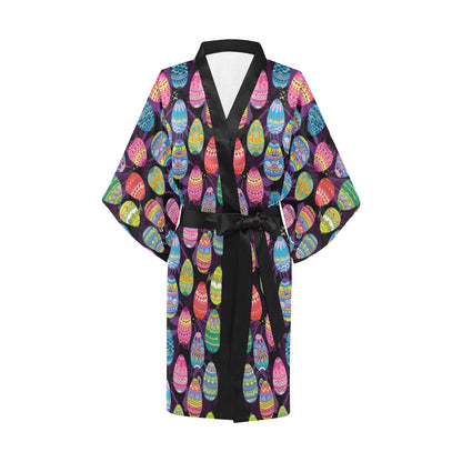 Easter Eggs Pattern Print Design RB08 Women's Short Kimono