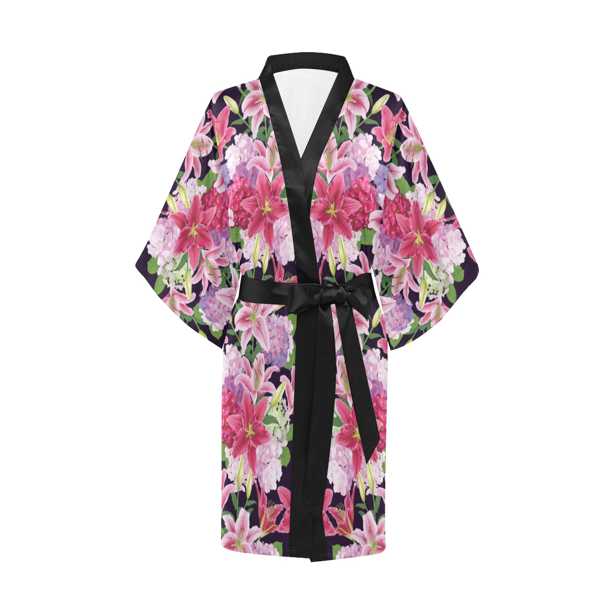 Lily Pattern Print Design LY017 Women's Short Kimono