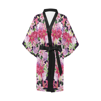 Lily Pattern Print Design LY017 Women's Short Kimono