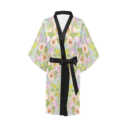 Hydrangea Pattern Print Design HD02 Women's Short Kimono