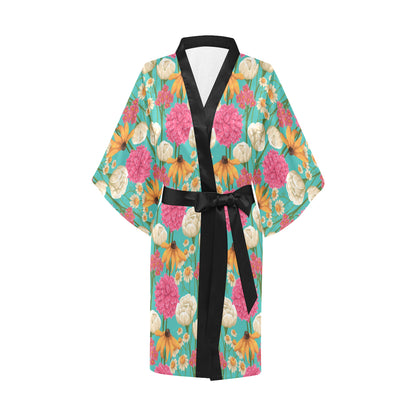 Summer Floral Pattern Print Design SF07 Women's Short Kimono