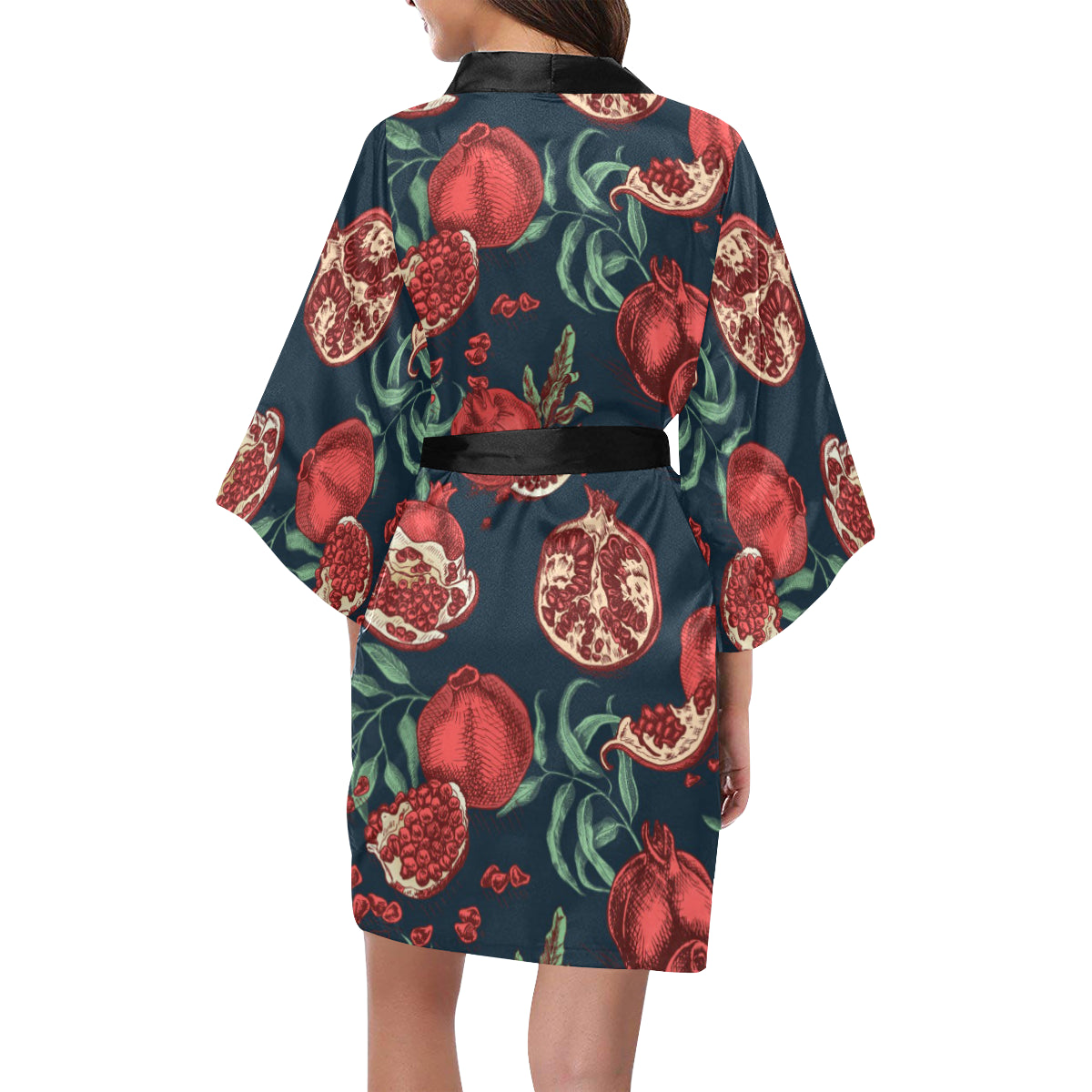 Pomegranate Pattern Print Design PG04 Women's Short Kimono
