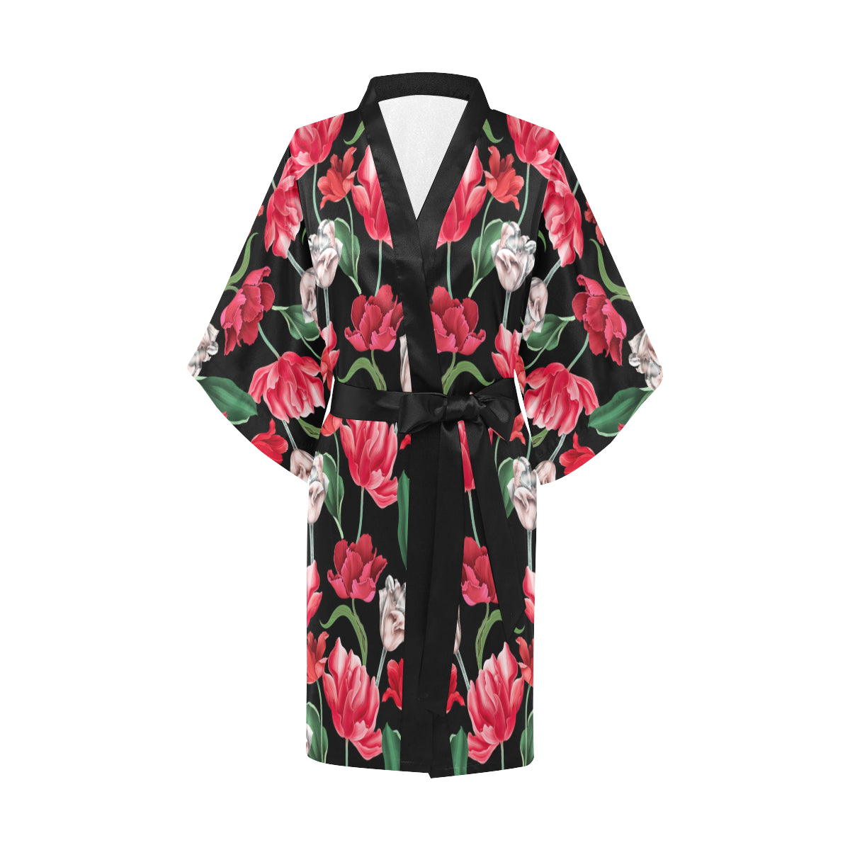 Tulip Pattern Print Design TP08 Women's Short Kimono