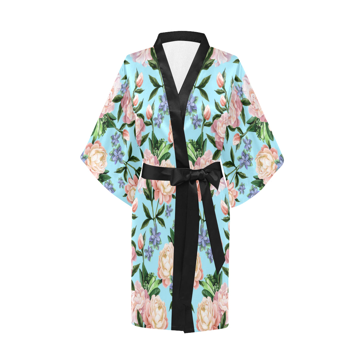 Peony Pattern Print Design PE02 Women's Short Kimono