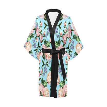 Peony Pattern Print Design PE02 Women's Short Kimono