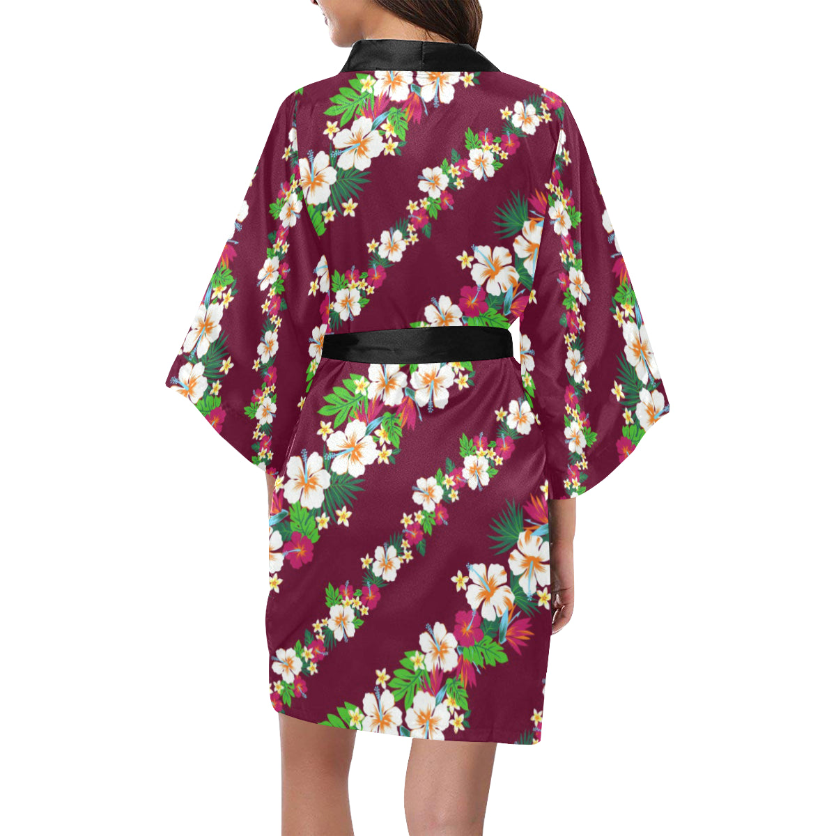 Hawaiian Themed Pattern Print Design H06 Women's Short Kimono