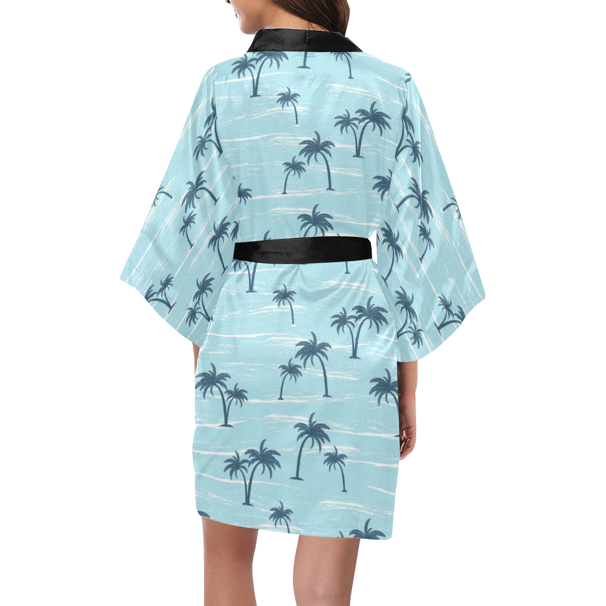 Palm Tree Pattern Print Design PT04 Women's Short Kimono