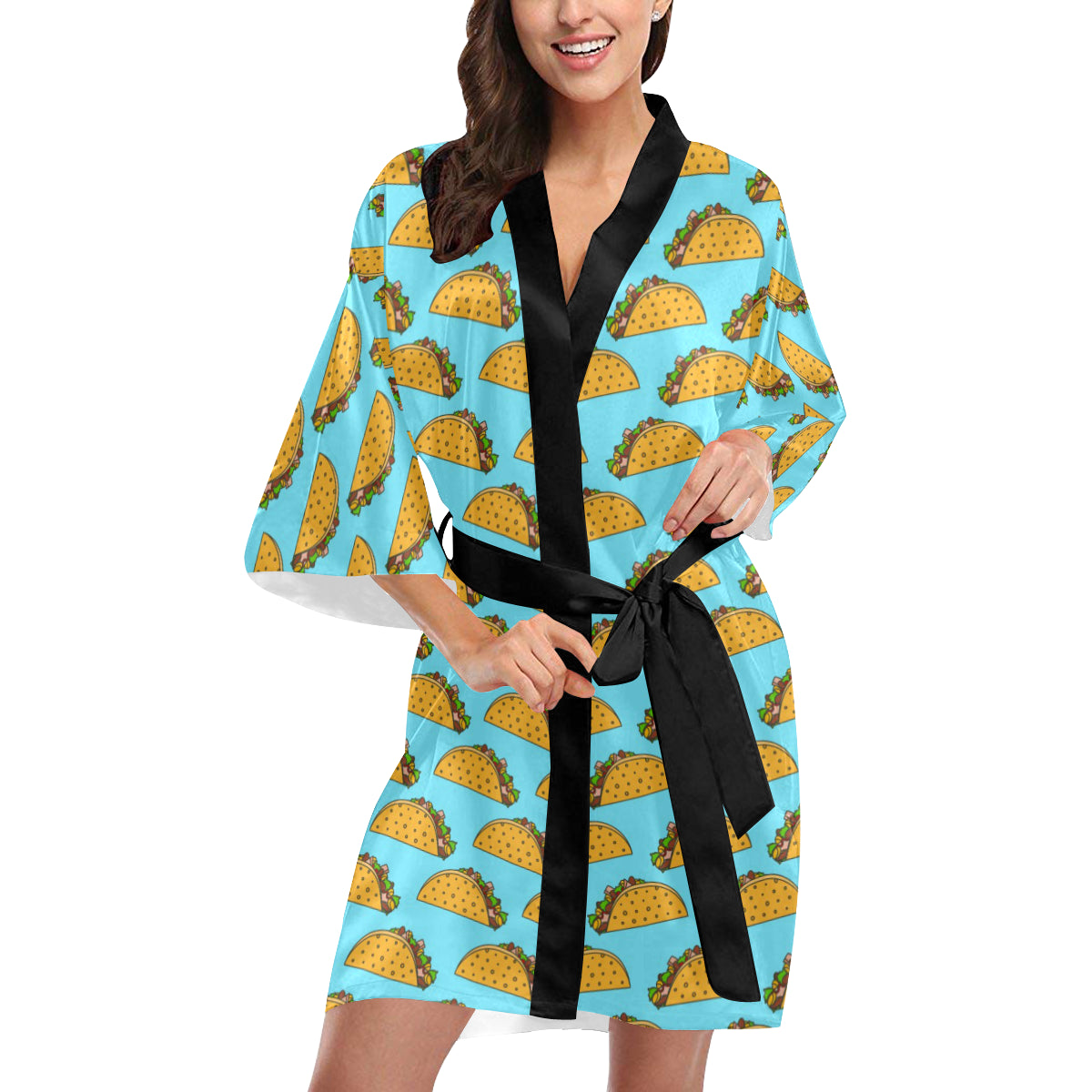 Taco Pattern Print Design TC03 Women's Short Kimono