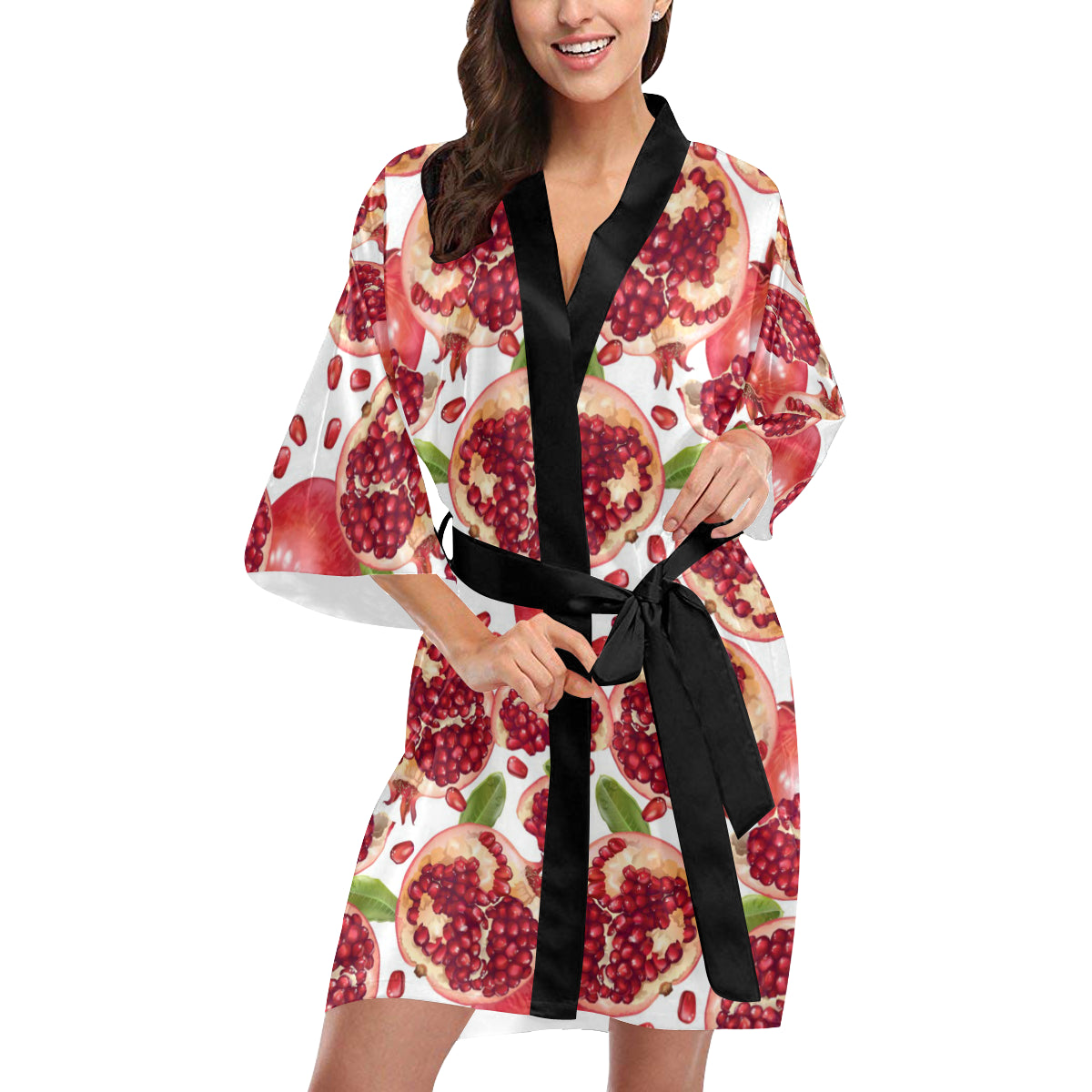 Pomegranate Pattern Print Design PG03 Women's Short Kimono