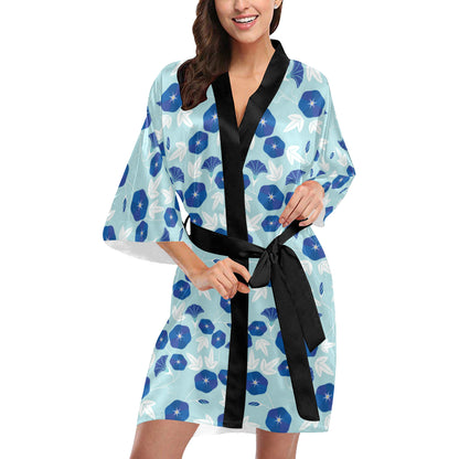 Morning Glory Pattern Print Design MG07 Women's Short Kimono