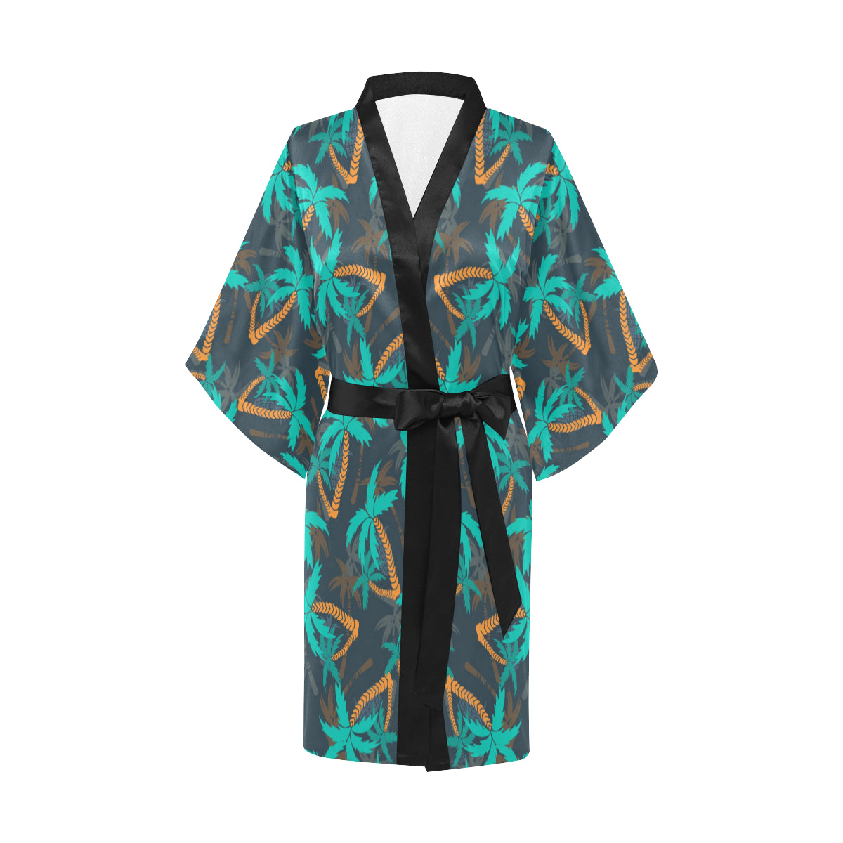 Palm Tree Pattern Print Design PT01 Women's Short Kimono