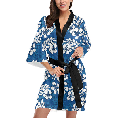 Plumeria Pattern Print Design PM015 Women's Short Kimono