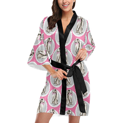 Rabbit Pattern Print Design RB019 Women's Short Kimono