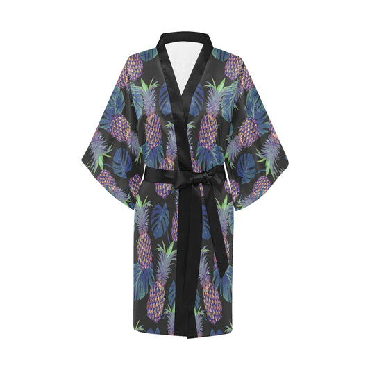 Pineapple Pattern Print Design PP04 Women's Short Kimono