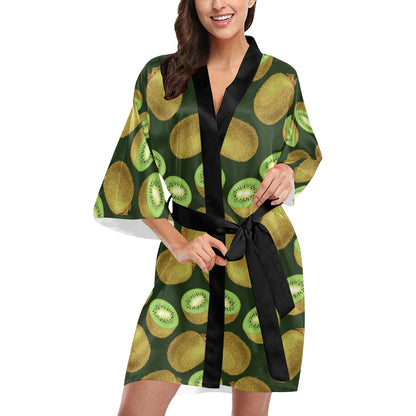 Kiwi Pattern Print Design KW04 Women's Short Kimono